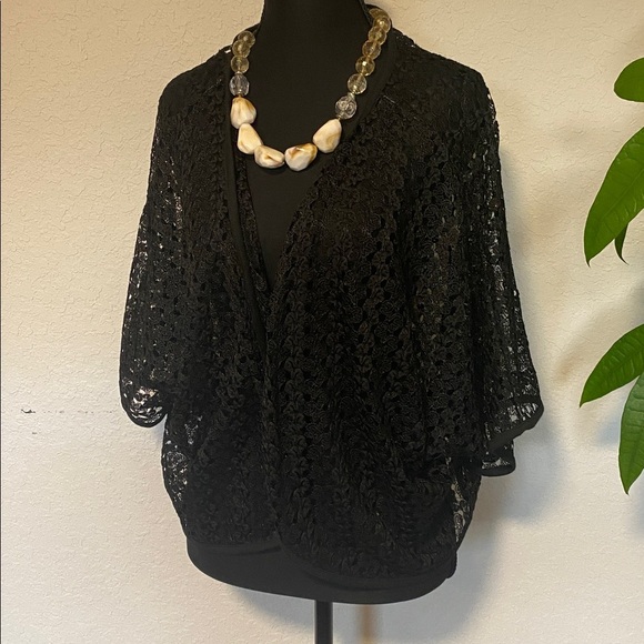Lucy Diamonds Elegant Black Lace Cardigan - Picture 3 of 4